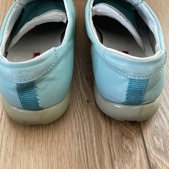 Vintage Prada Women's Slip On Leather Loafers Sky Blue Size 35.5 EU or 5 US - Picture 8 of 10